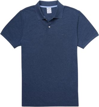 Brooks Brothers Slim-fit Piqu&eacute; Polo met Korte Mouwen - Heren - Polos - Blauw - S - Katoen - Tops