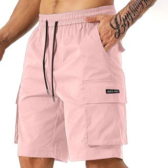 Generic Mens Cargo Work Shorts with Multi Pockets Summer Outdoor Drawstring Elastic Waist Tracksuit Combat Workwear Cargo Jogging Walking Running Hiking Short