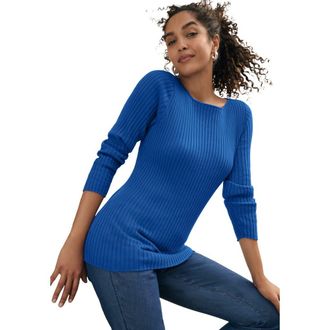 Jessica London Ribbed Knit Pullover Boatneck Sweater in Dark Sapphire at Nordstrom, Size Small