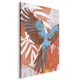 OEM Pintura - Alas Ex&oacute;ticas - Loro Entre Patrones Abstractos De Hojas
