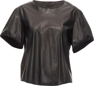 Theory Theyskens Theory Calf Leather 3D Flare Sleeve Hi Low Hem Top