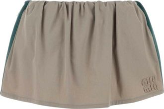 Miu Miu Khaki Logo Mini Skirt