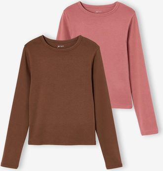Jonen 2er-Pack Cropped-Shirts M&auml;dchen BASIC schokolade