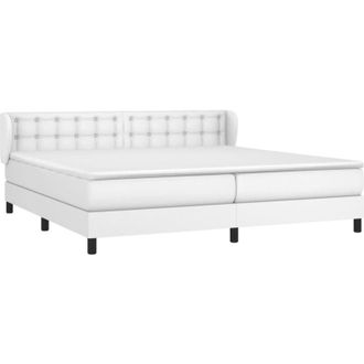 vidaXL Vidaxl - Cama Box Spring Con Colch&oacute;n Cuero Sint&eacute;tico Blanco 200x200 Cm