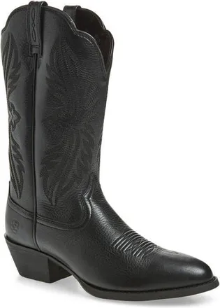 Ariat Heritage Western R-Toe Boot in Supple Black at Nordstrom, Size 6.5