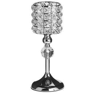 Beliani Beliani - Portavelas Candelabro Metal Plateado Piedras De Cristal Tachuelas Moderno Avord