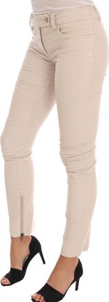 Ermanno Scervino Womens Beige Slim Jeans Corduroy Skinny Pants Cotton