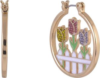 Hallmark Tulip Theme Hoop Earrings in White at Nordstrom