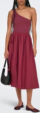 Only Iris life One-Shoulder Midi Dress in Ruby Wine at Nordstrom Rack, Size X-Small