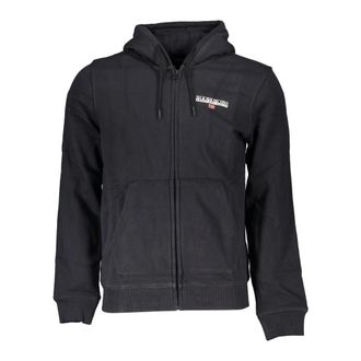 Napapijri Hoodies & sweatvesten, Heren, Zwart, S, Zwarte hoodie met rits en print