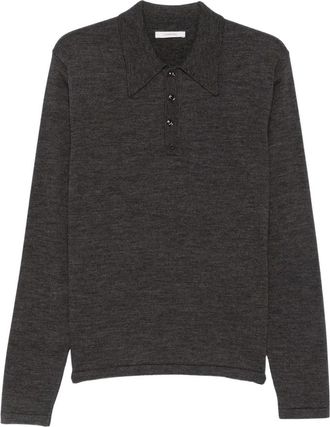 Christophe Lemaire LS Gebreide Poloshirt - Heren - Polos - Grijs - M - Wol - Tops