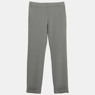 Emporio Armani Grey Crepe Slim Fit Trousers