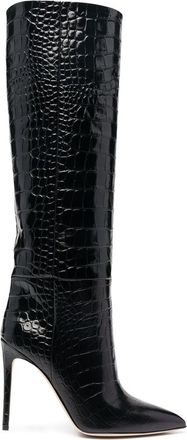 PARIS TEXAS Black Leather Embossed Boots