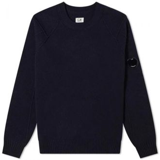 C.P. Company Sweatshirts, male, Blue, Size: 2XL Classic Crew Neck Lambswool Knitwear