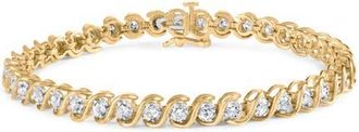 House of Brilliance 10K Yellow Gold 3 cttw Round-Cut Diamond Spiral Link 7.50 Bracelet at Nordstrom