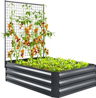 OEM Jardinera Exterior Grande Con Enrejado Y Fondo Abierto Para Plantas Trepadoras 80x115x125 Cm Gris Oscuro