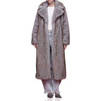 Avec Les Filles Faux Fur Longline Coat in Sky at Nordstrom Rack, Size Large