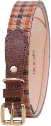 Ghurka Classic check twill genuine leather trim belt in Chestnut at Nordstrom, Size 32