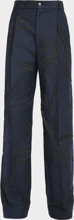 Dries Van Noten Men & apos;s Penrud Floral Wide-Leg Pleated Pants