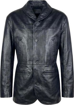 Jacquemus Jassen, Heren, Zwart, M, Leer, La Veste Gardian Cuir