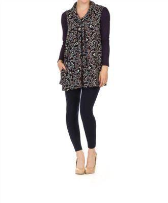 Papillon Floral Bird Print Cowl Neck Sleeveless Dress In Black