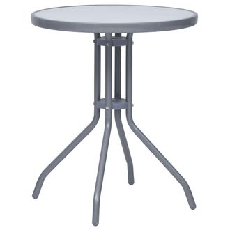 vidaXL Mesa De Jard&iacute;n De Acero Y Vidrio Gris Claro 60 Cm Vidaxl
