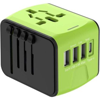 OEM Adaptador De Viaje Internacional Universal Crezuo Con 3 Puertos Usb Y 1 Puerto Tipo C, 1500 W, Enchufe Franc&eacute;s Para Ee. Uu., Canad&aacute;, Reino Unido, Ue, 