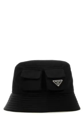 Prada Mens Black Re-Nylon Bucket Hat Nero Cappelli