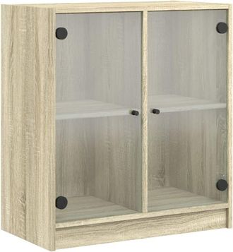 vidaXL Side Cabinet with Glass Doors Sonoma Oak 68x37x75.5 cm vidaXL