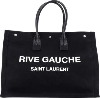 Saint Laurent Rive Gauche Shopper Camo Canvas Large tote bag - Zwart