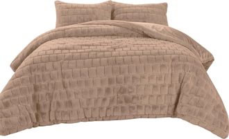 Elegant Comfort Ultra Soft Fluffy 3-Piece Faux Rabbit Fur Comforter Set All Season Warm Down Alternative