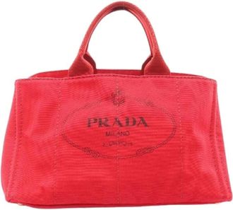 Prada Pre-owned Tote Bags, female, Red, Size: ONE SIZE Pre-owned Canapa Tote Bag
