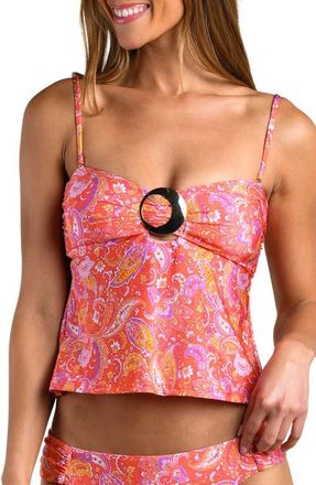 Sunshine 79 Paisley Daze Crop Tankini Top in Orange Multi at Nordstrom, Size 12