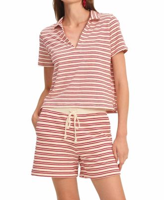 Velvet Amy Stripe Short In Natural/red