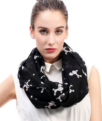 Lina & Lily Poodle Dog Print Lightweight Snood Scarf (Black)