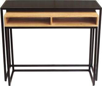 Miliboo Mesa Consola / Escritorio De Madera De Mango Maciza Y Metal 100 Cm Ypka