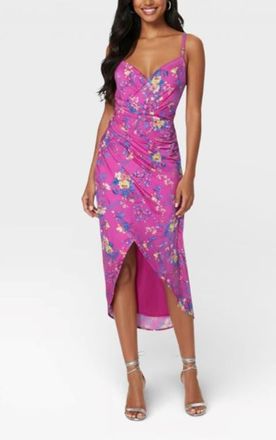 Rachel Roy Bree Printed Wrap Midi Dress in Plum Ditsy Floral at Nordstrom, Size X-Large