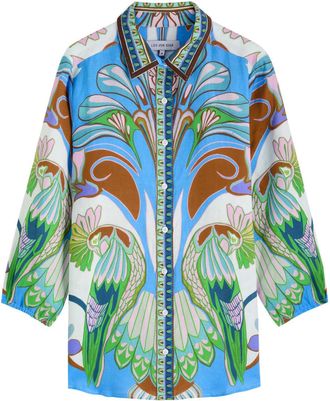 Lug von Siga Lug Von Siga Franzie Printed Linen Shirt - Blue - 44 (UK16 / XL)