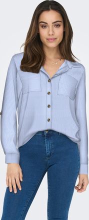 Only Hemdbluse ONLY ONLYASMIN SHIRT L/S WVN NOOS, Damen, Gr. XL, marina stripes:sofia, Web, Obermaterial: 100% Viskose, gestreift, loose fit h&uuml;ftbedeckend,