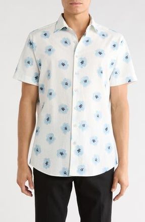 Rodd & Gunn Chaldford Short Sleeve Cotton Button-Up Shirt in Ocean at Nordstrom Rack, Size Xx-Large