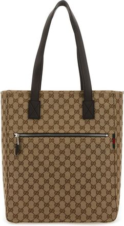 Gucci Mens Shopping Bag Gg Medium Brown Polyester Cotton Polyamide Handbags Hand
