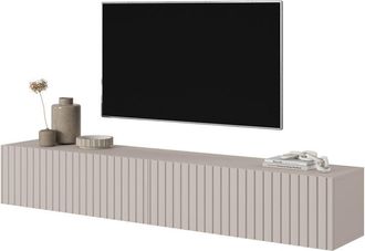 Selsey Telire - Mobile tv - 175 cm - sospeso - con frontali a doghe - taupe (grigio-beige) - Selsey