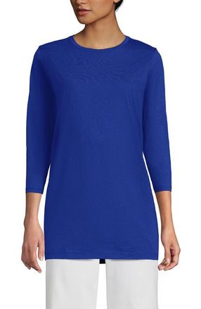 Lands End 3/4 Sleeve Cotton Supima Tunic in Vibrant Lapis at Nordstrom, Size X-Large P
