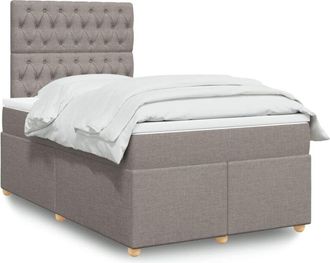 vidaXL Cama Box Spring Con Colch&oacute;n Tela Gris Taupe 120x190 Cm Vidaxl