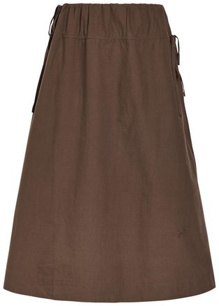 Damson Madder Caspia Cotton-poplin Midi Skirt - Brown - 10 (UK10 / S)