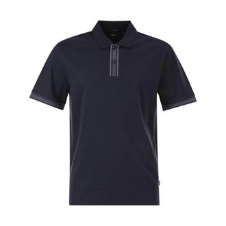 HUGO BOSS Tops, Heren, Blauw, M, Katoen, Polo shirt van katoen met contrasterende bies