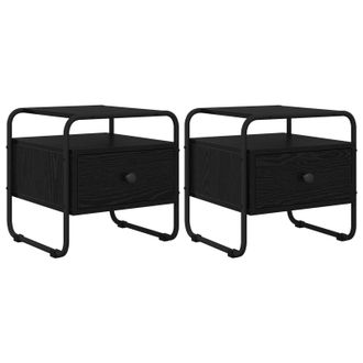 vidaXL Vidaxl Armadio Da Notte 2 Pz Rovere Nero 40 X 39,5 X 40 Cm