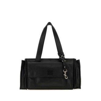 Miu Miu Black Nappa Leather Utilitaire Shopping Bag Nero Borse A Mano