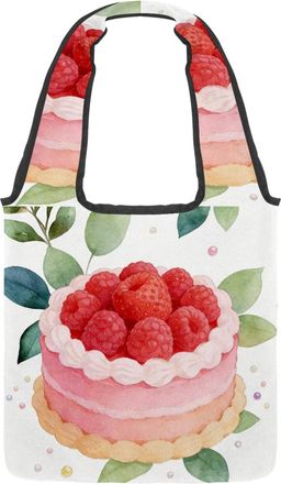 Generic Raspberry Blush Layer Reversible Canvas Shoulder Tote - Double-Sided Print, 12oz Cotton, 27cm Drop, Fold-Flat Bag for Travel, Shopping, Street Outings