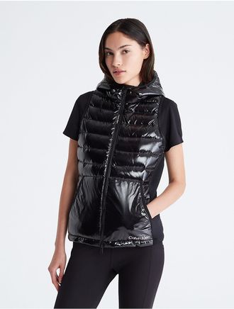 Calvin Klein Calvin Klein Womens CK Sport Shiny Puffer Vest - Black - XS